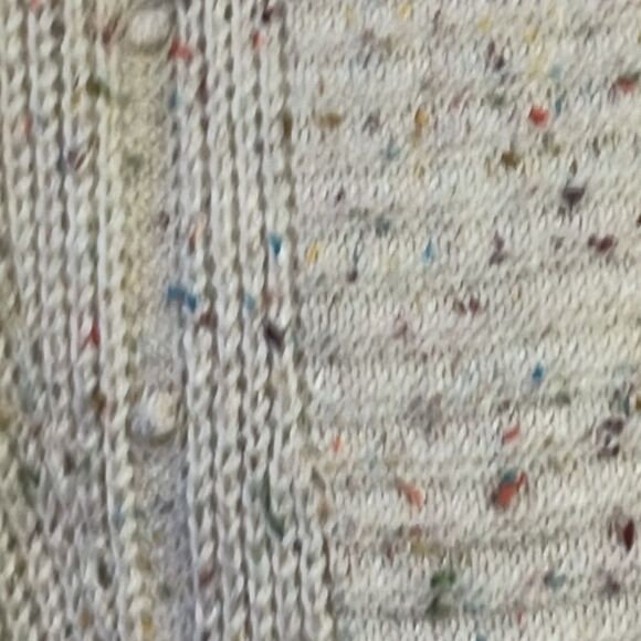 Talbots Cream Multi Speckled Raised Dots Oversized Open Front Cozy Knit Cardigan - Picture 6 of 12